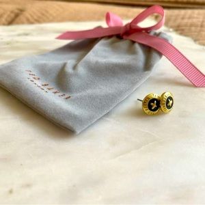 Ted Baker Eisley Gold Black Enamel Button Earrings